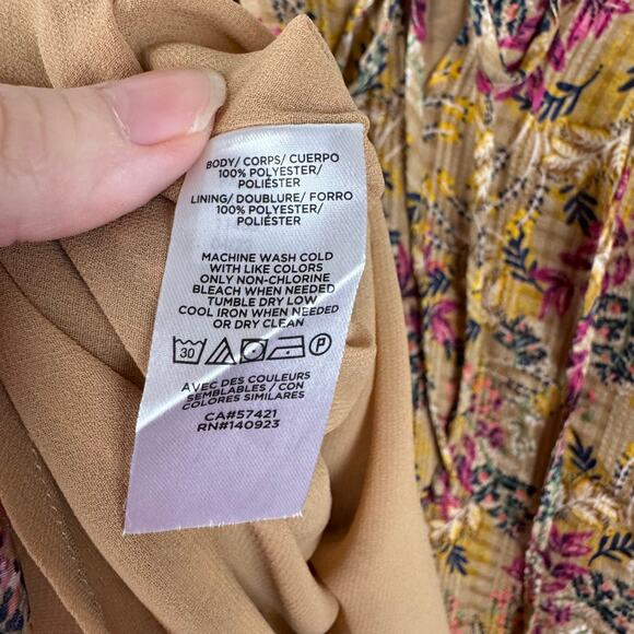 Loft Womens Floral Tie Neck Blouse in Amber Sz M Office Boho Casual Peasant Fall - Picture 13 of 16
